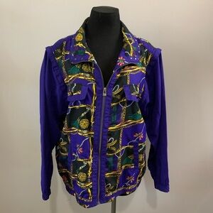 Vintage 80s/90s Mundi Windbreaker Jacket | Bold Baroque Print | Zip-Off Sleeves